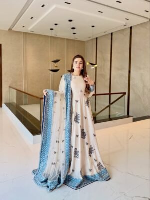 Launching New Party Wear Look Heavy Star Georgette Gown,Dupatta & Bottom Set