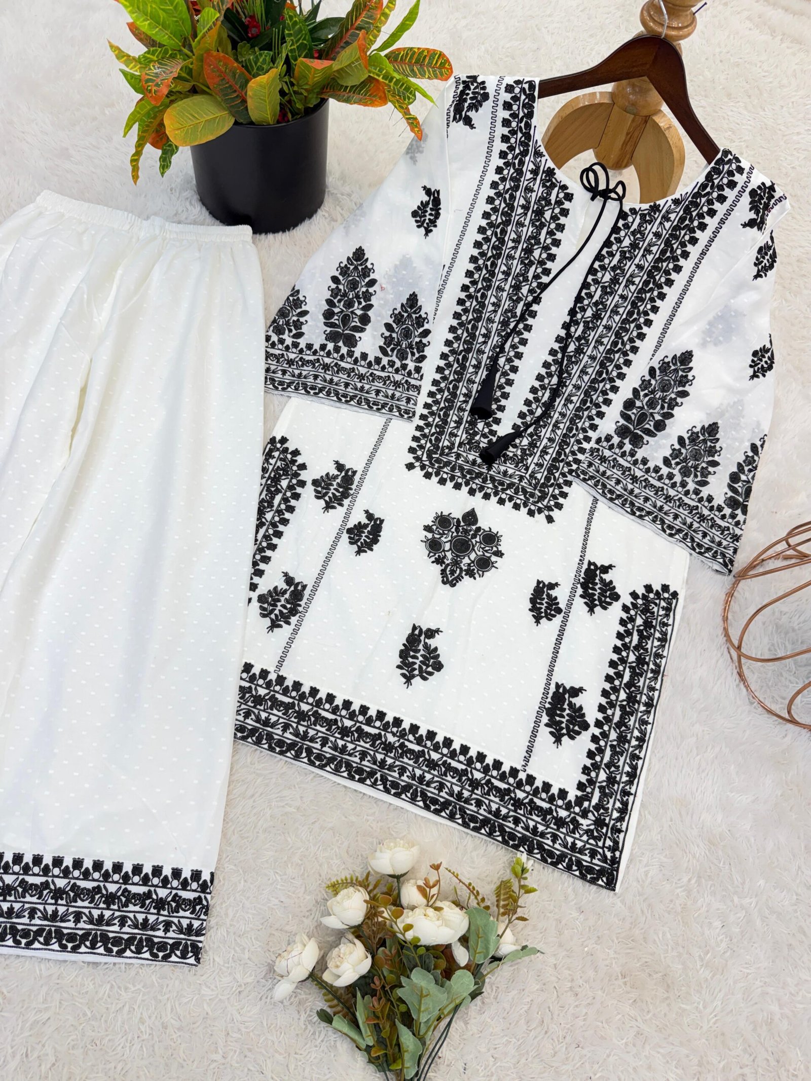 Presenting New Designer Collection In Rayon Butti Silk Top-Bottom Set Fully Stitched Ready To Wear - Image 2