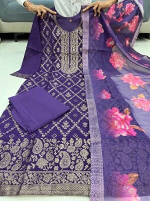 Alternative view of Featuring  Banarasi  Silks Suit which is beautifully decorated with a Banarasi Works. It is absolutely perfect for your upcoming occasions, it is very easy brezzzy