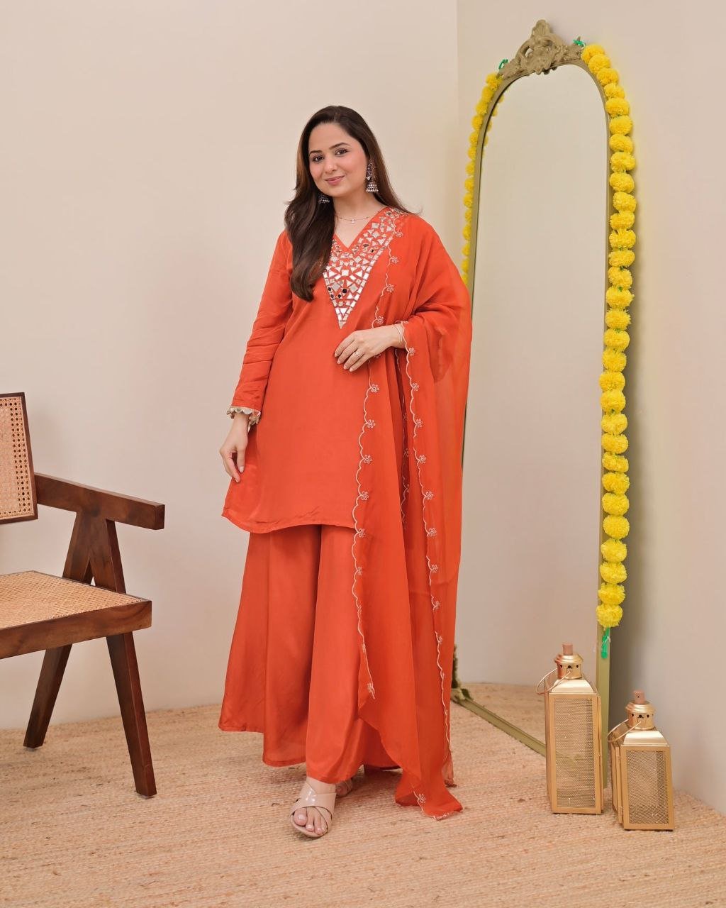 Featuring Beautiful Sharara Sets in stunning shades, adorned with exquisite real mirror hand embroidery and a graceful flare. - Image 3
