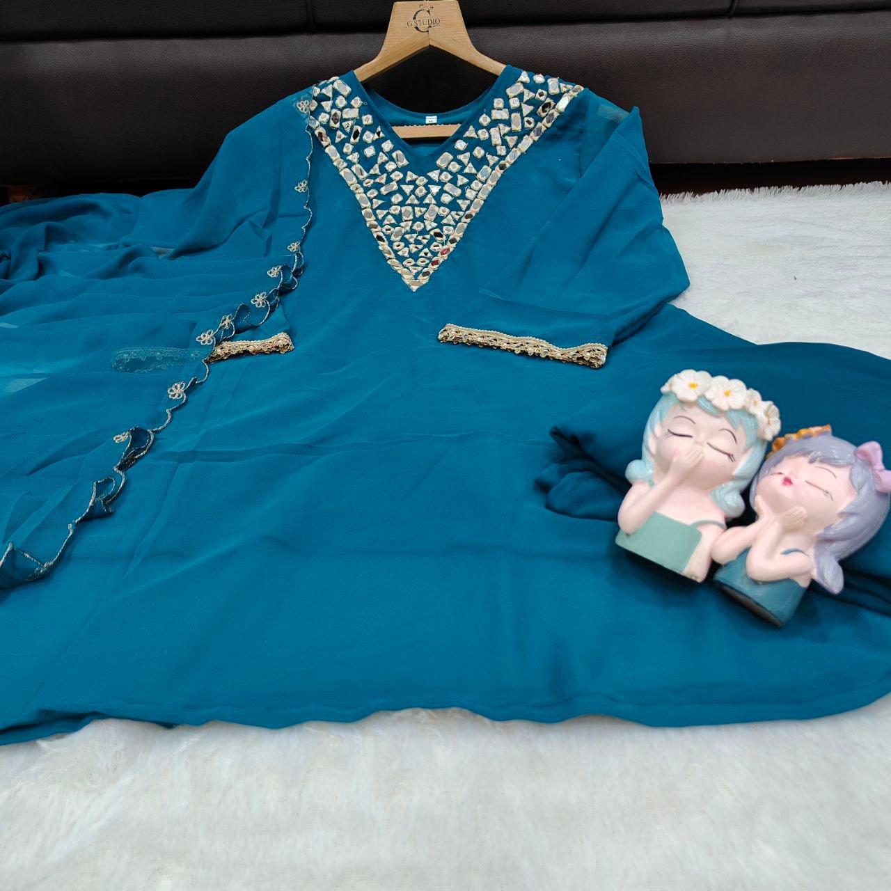 Featuring Beautiful Sharara Sets in stunning shades, adorned with exquisite real mirror hand embroidery and a graceful flare. - Image 5