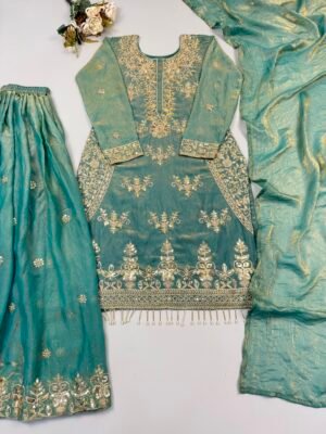 Alternative view of Presenting  New Designer Party Wear Look Top-Plazzo and Dupatta With Heavy Embroidery Beads Work