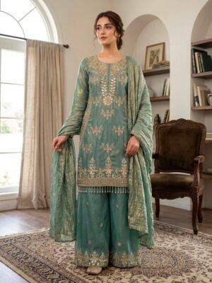 Presenting  New Designer Party Wear Look Top-Plazzo and Dupatta With Heavy Embroidery Beads Work