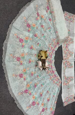 Alternative view of AK Launching 4 meter flared Premium Quality heavy Organza  Silk Lehenga, Exceptional Quality with Can-Can and Canvas Layers, A Perfect Fusion of Glamour and Comfort