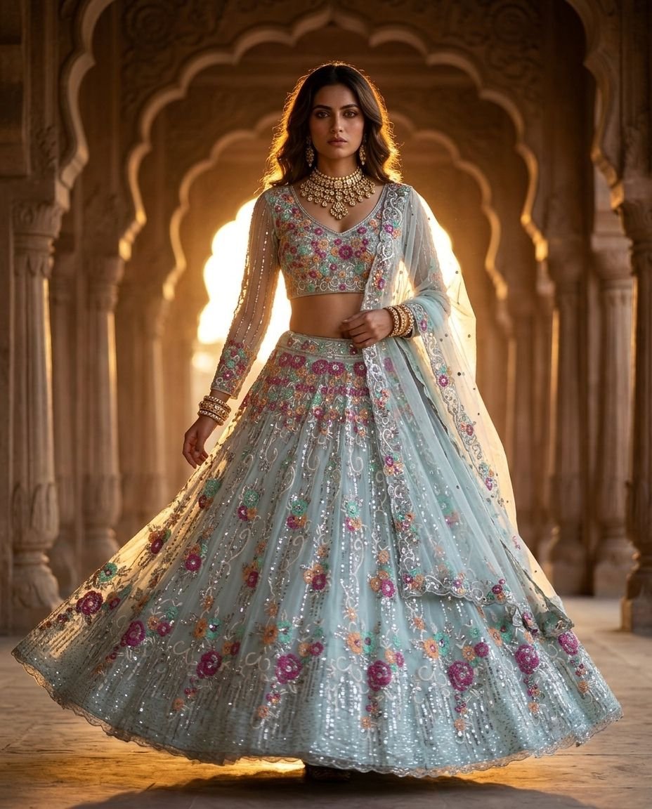 AK Launching 4 meter flared Premium Quality heavy Organza Silk Lehenga, Exceptional Quality with Can-Can and Canvas Layers, A Perfect Fusion of Glamour and Comfort