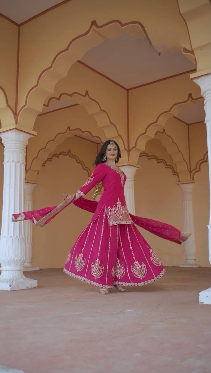 UPCOMING NEW READY TO WEAR COLLECTION 3 PIECE FANCY KURTI WITH BEAUTIFUL PLAZZO AND DUPATTA