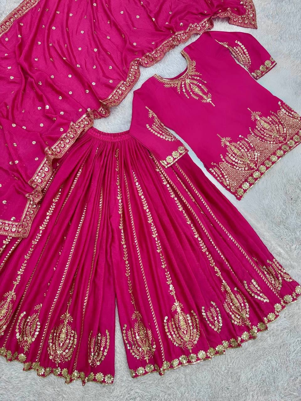 UPCOMING NEW READY TO WEAR COLLECTION 3 PIECE FANCY KURTI WITH BEAUTIFUL PLAZZO AND DUPATTA - Image 2