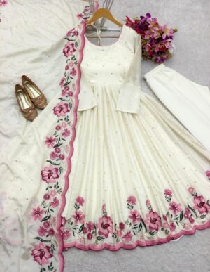 Alternative view of Presenting New Collection Heavy Pure Cinon Silk Gown -Pent  Dupatta Set Fully Stitched Ready To Wear