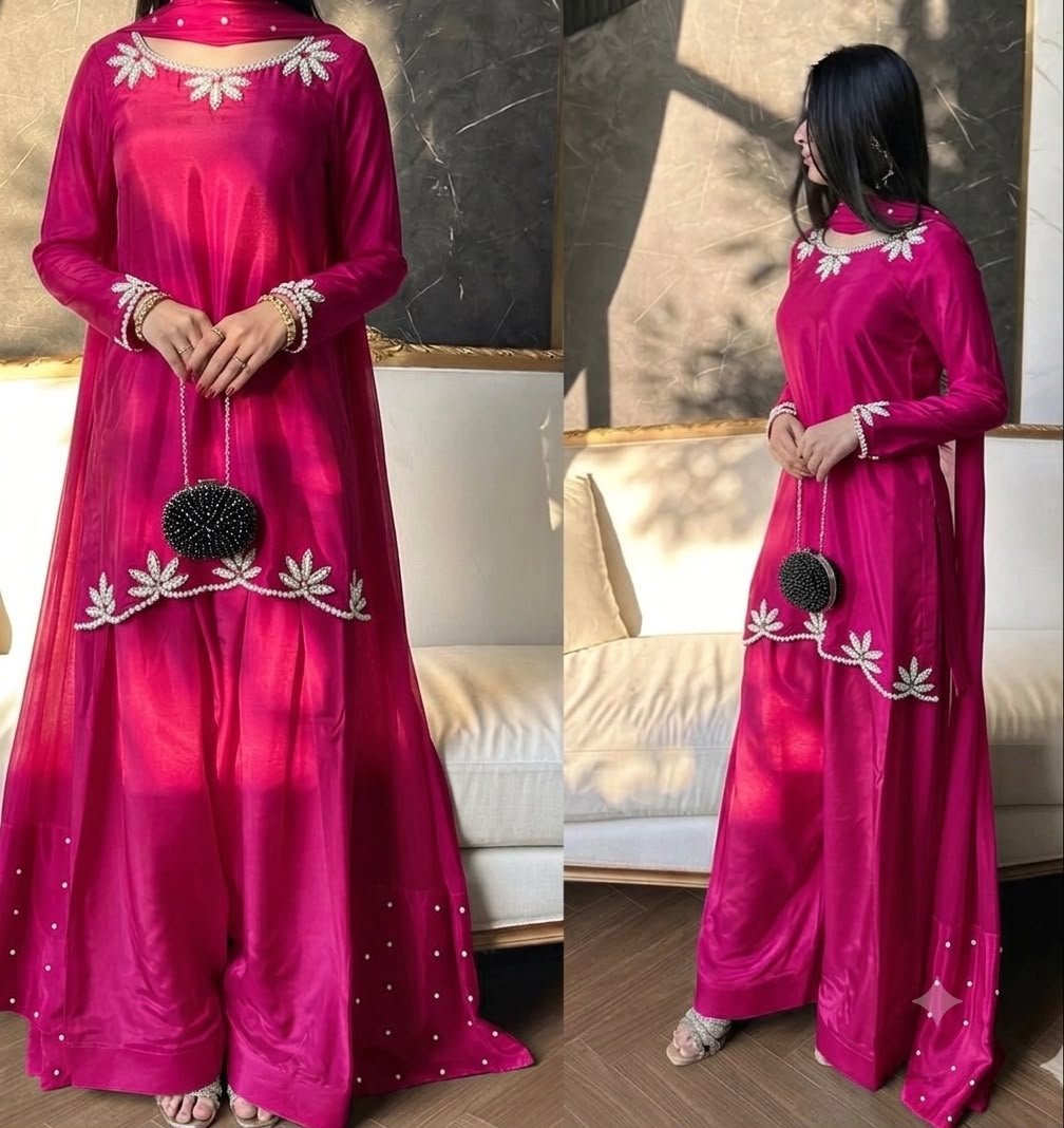 AK LUNCHING NEW ĐĚSIGNER PARTY WEAR TOP AND FARSI SALVAR. WITH FANCY DUPPATA WITH EMBROIDERY WORK - Image 5