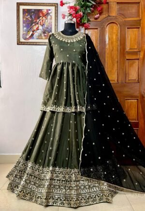 Alternative view of Featuring chinon silk kurti & lehenga with elegant dupatta in georgette with beautiful sequins embroidery work Quality is worth paying