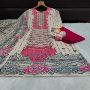 Alternative view of New Arrival: Premium Pakistani Maslin Suit with Real Mirror Work