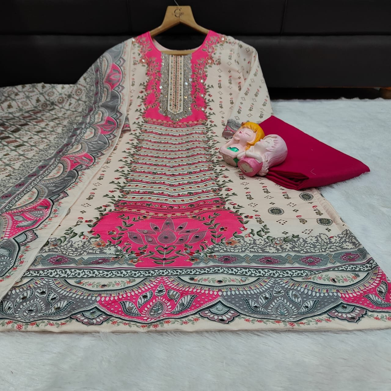 New Arrival: Premium Pakistani Maslin Suit with Real Mirror Work - Image 2
