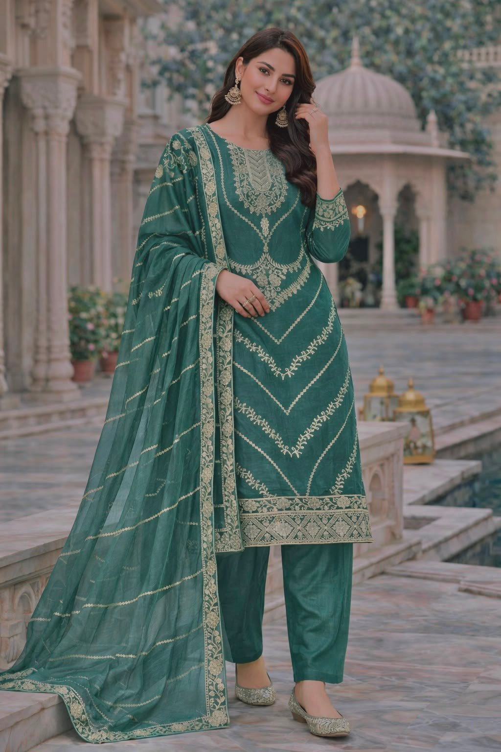 PRESENTING 3 PIECE STYLISH TOP DUPATTA WITH BEAUTIFUL PLAZZO - Image 5