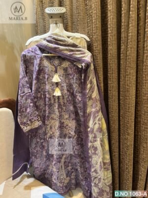 FULL STITCHED COTTON TOP WITH SELF EMBROIDERY ON NECK & DAMAN (FRONT STITCHED INNER) WITH FANCY TUSSELS, STYLING IN NECK, SLEEVES & DAMAN