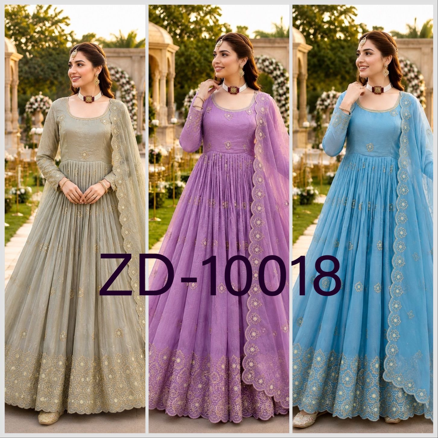 AK-Series New Designer Party Gown Pent & Dupatta Set - Image 7