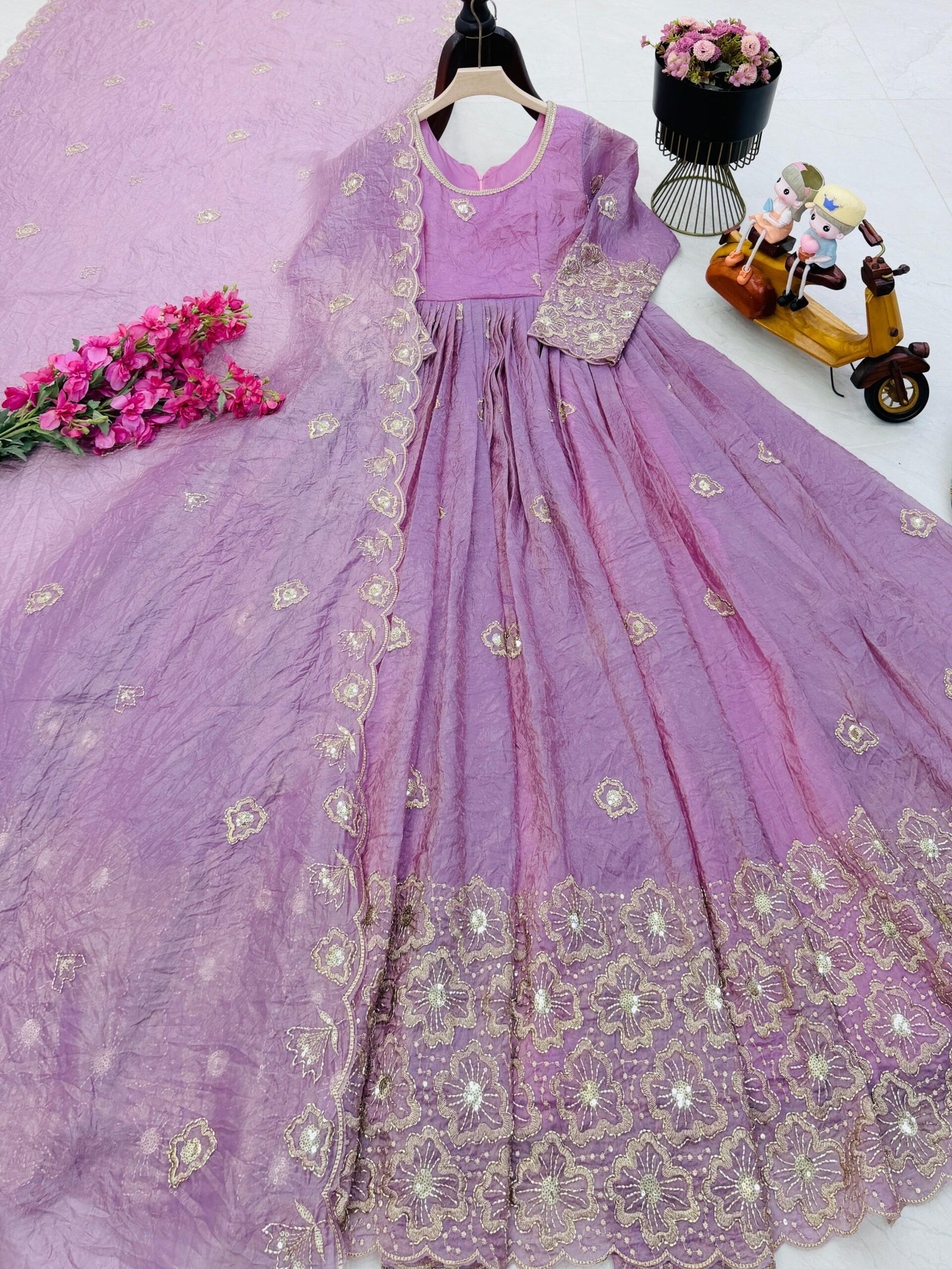 AK-Series New Designer Party Gown Pent & Dupatta Set - Image 2