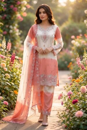 PRESERNTING NEW PAKISTANI READY TO WEAR COLLECTION WITH EMBROIDERY WORK AND DIGITAL PRINT TOP - PENT WITH  DUPATTA