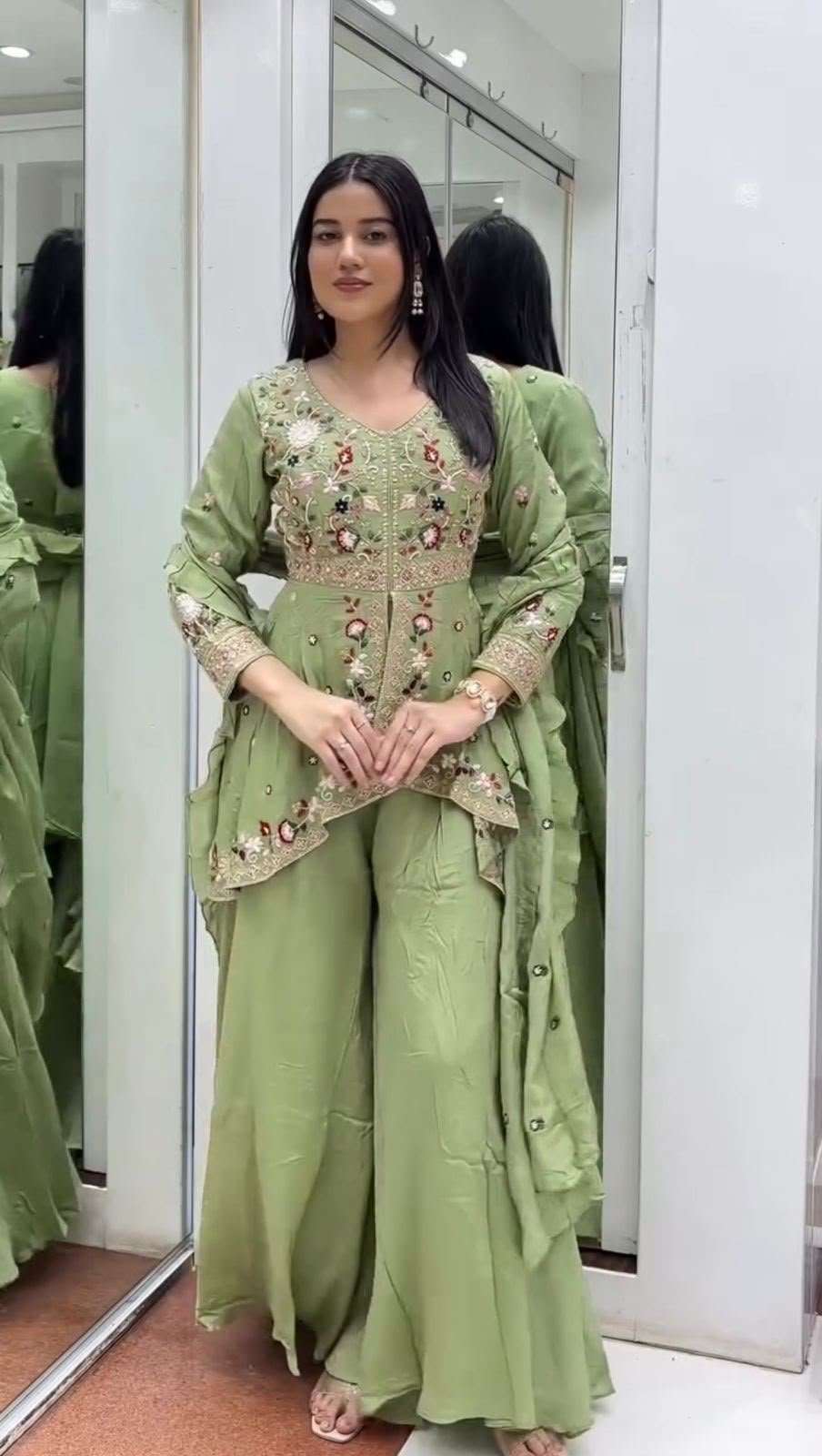 EXCLUSIVE AND TRENDY FOR WEDDING SEASON OUR SEQUENCE EMBROIDERED TOP, PLAZZO AND DUPATT - Image 5
