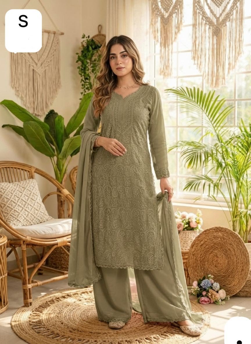 AK launching chikankari embroidery 3 pic suit - Image 3
