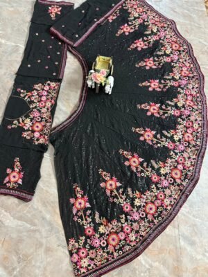 Alternative view of AK Launching 4 meter flared Fox Georgette Lehenga, Exceptional Quality with Can-Can and Canvas Layers, A Perfect Fusion of Glamour and Comfort