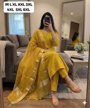 Alternative view of PREMIUM ROMAN SILK Fabric Kurti With Pant With Beautiful Digital PrinT Dupatta
