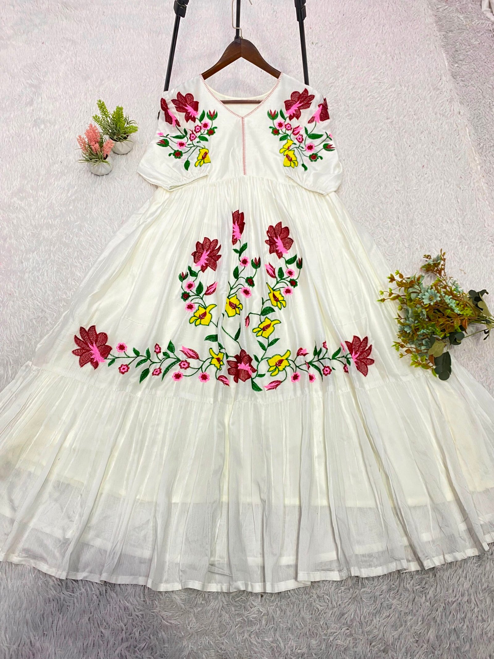 WEAR SUMMER FRIENDLY AND TRENDY MAXI GOWN WITH EMBROIDERY WORK - Image 2