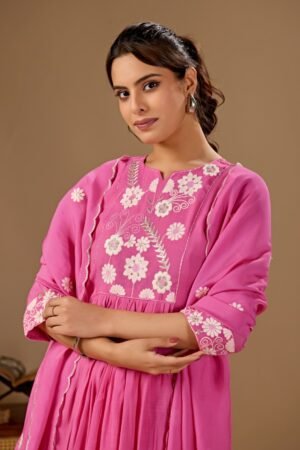 Alternative view of PARTY WEAR Best Collection  3piece Kurti Pant Dupatta Set  Pink  Levender