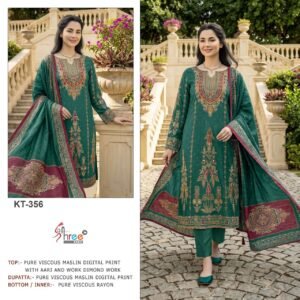 Top pure maslin digital print with aari & handwork