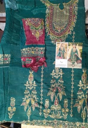 Alternative view of Top pure maslin digital print with aari & handwork