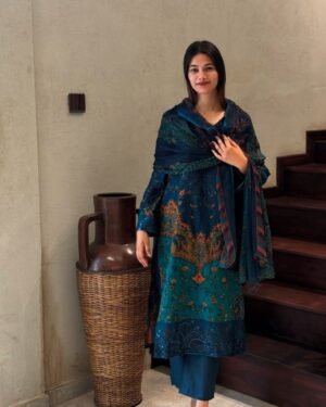 Alternative view of Today We are Launching Exclusively  Festive & Party Wear Heavy Muslim Cotton With Heavy Digital Print With Embroidery Sequence Work Patch With Top-Bottom And Dupatta Set Fully Stitched Ready To Wear