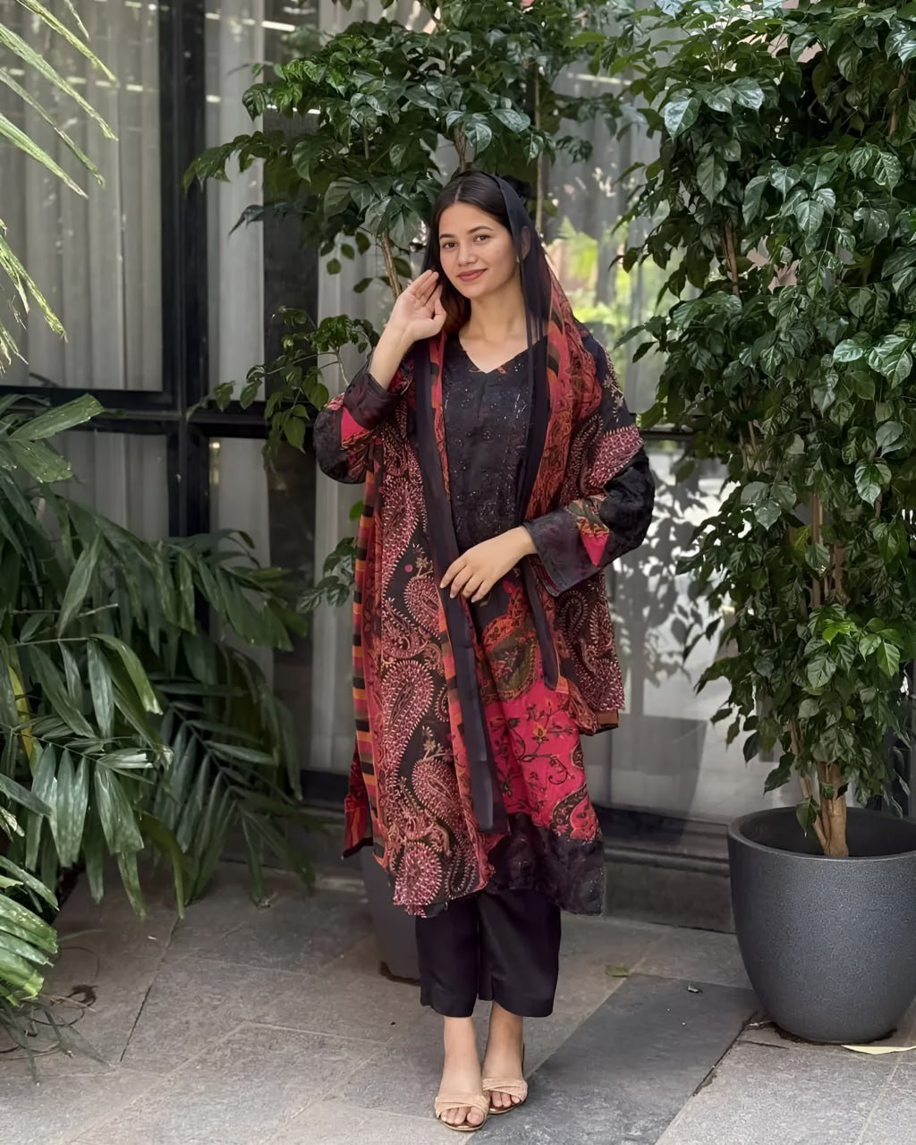 Today We are Launching Exclusively Festive & Party Wear Heavy Muslim Cotton With Heavy Digital Print With Embroidery Sequence Work Patch With Top-Bottom And Dupatta Set Fully Stitched Ready To Wear
