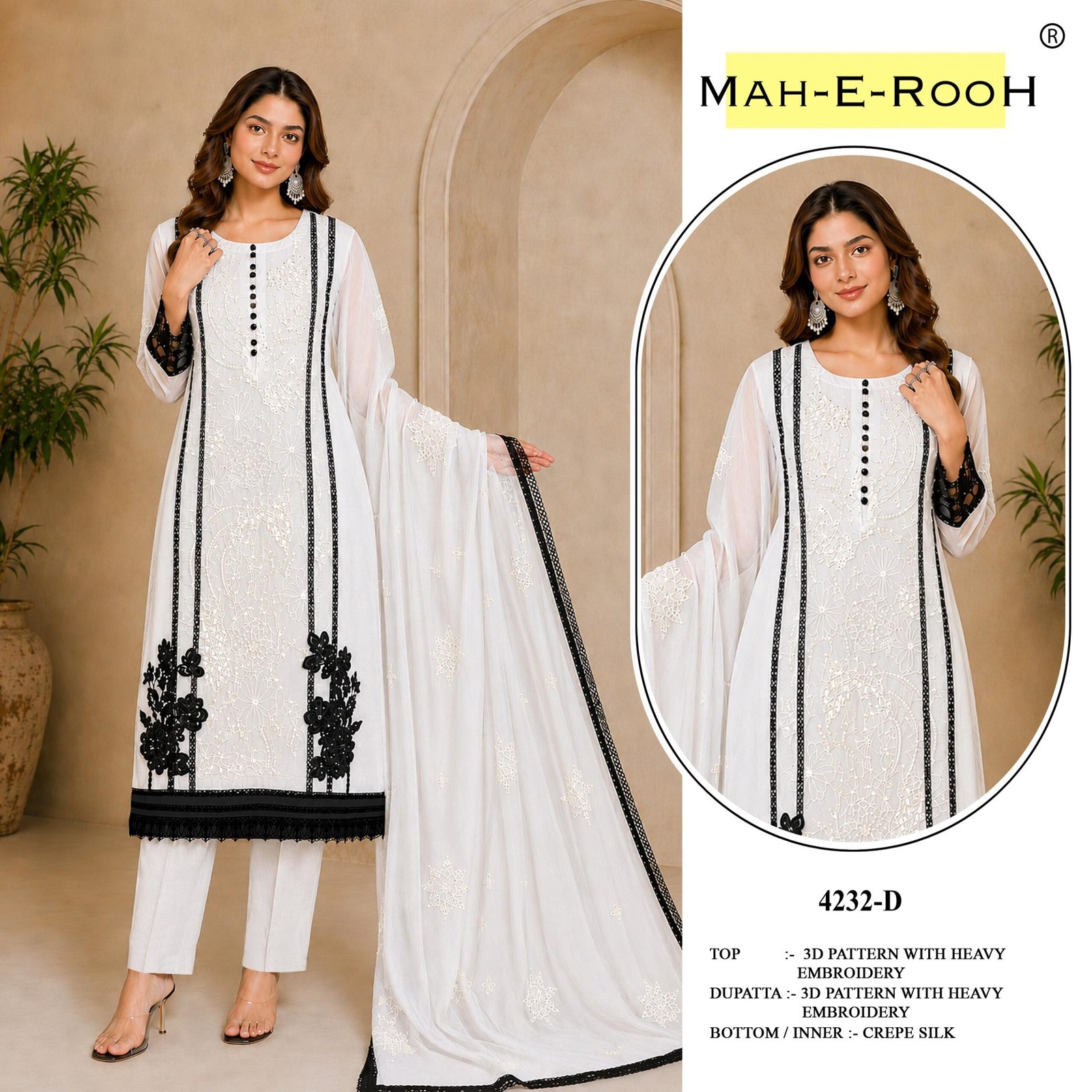 3D Pattern Organza with Heavy Embroidered 3mm Sequence & Khatli Work + Cut Work - Image 7