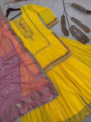 Alternative view of PRESERNTING NEW READY TO WEAR DESIGN HEAVY EMBROIDERY AND SEQUENCE WORK TOP - PLAZZO WITH  DUPATTA