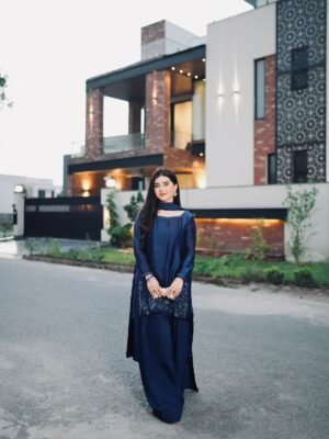 Presenting New Designer Collection In Natural Crep Silk Top-Bottom And Dupatta Set Fully Stitched Ready To Wear