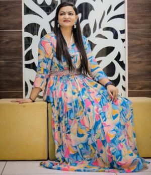 NEW DESIGNER ALPA PATEL PARTY WEAR HEAVY GEORGETTE PRINTED GOWN