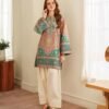 The chic digital shirt paired with a matching farshi shalwar offers a modern yet graceful look, perfect for casual outings or semi-formal gatherings.