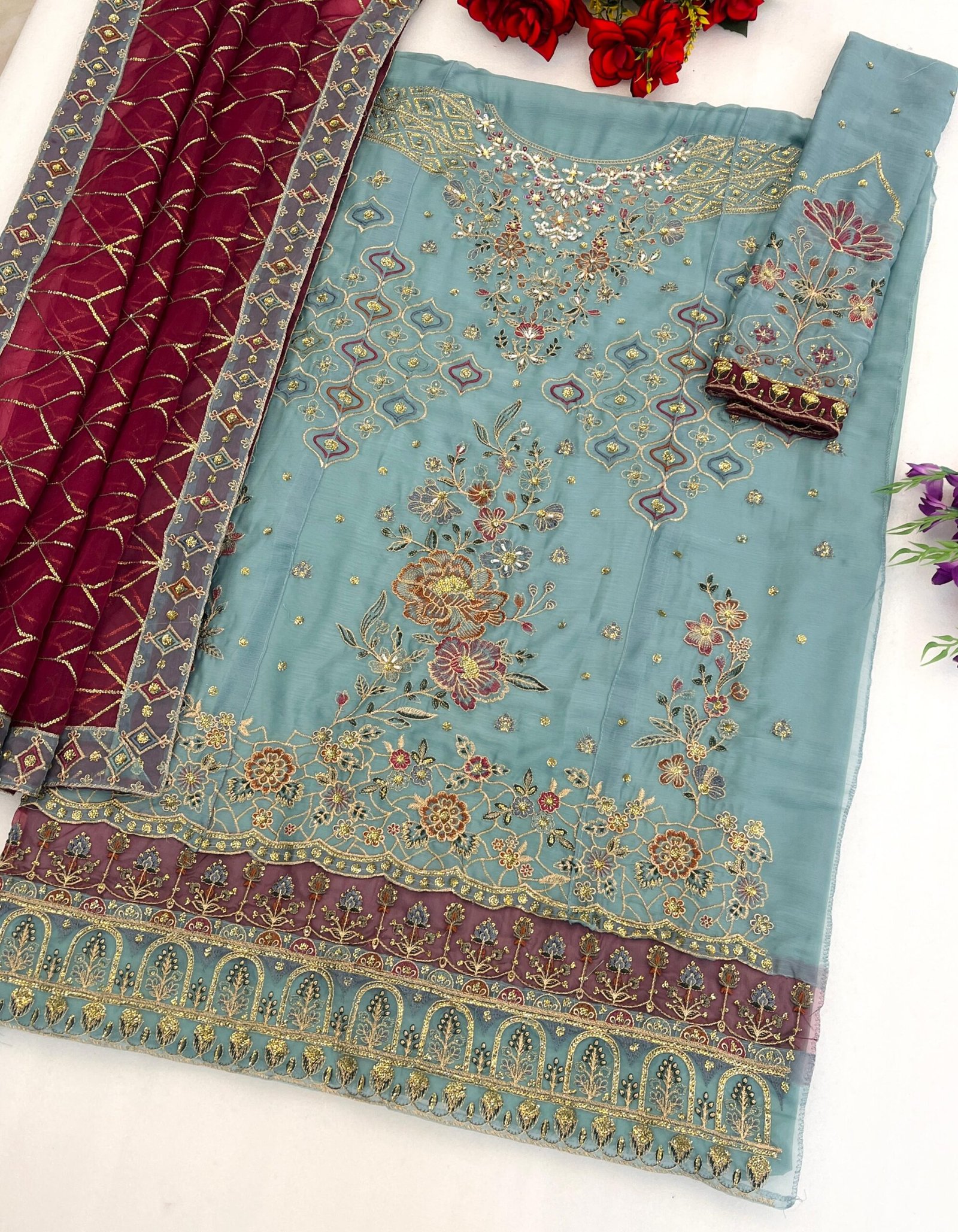 Heavy Chiffon with Heavy Embroidered Sequence work + Khatli Work - Image 6