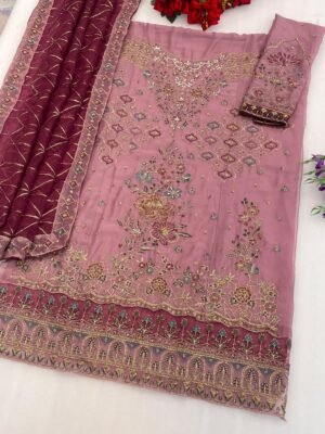 Alternative view of Heavy Chiffon with Heavy Embroidered Sequence work + Khatli Work