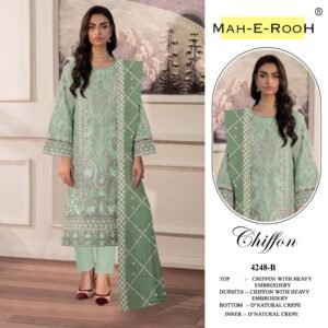 Heavy Chiffon with Heavy Embroidered 3mm Sequence work + Khatli Work