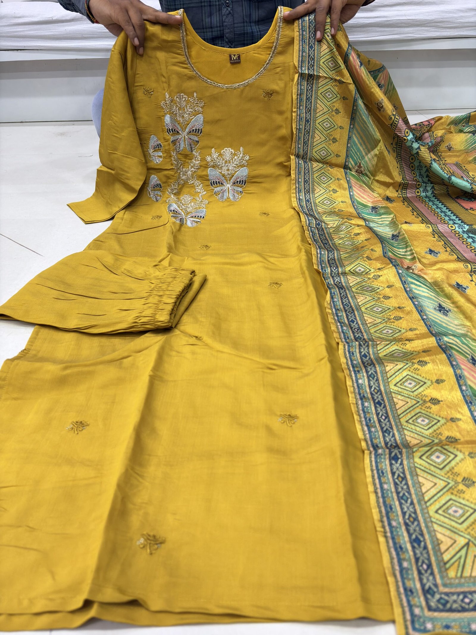 NEW Launching Designer Women Yellow Colour Butterfly Embroidery Party Wear Look Collection - Image 2