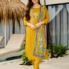 NEW Launching Designer Women Yellow Colour Butterfly Embroidery Party Wear Look Collection