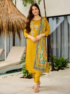 NEW Launching Designer Women Yellow Colour Butterfly Embroidery Party Wear Look Collection