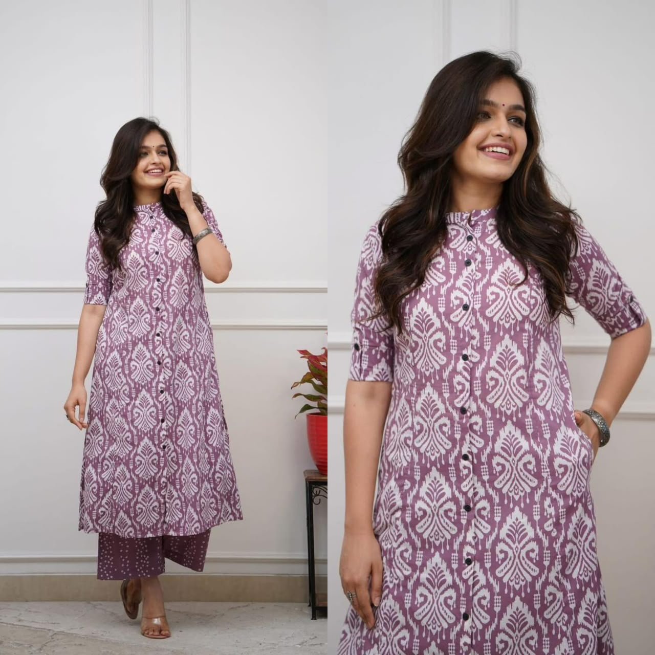 Featuring beautiful heavy printed plazo set with beautiful print with kurta wooden button with plazo side pocket - Image 4