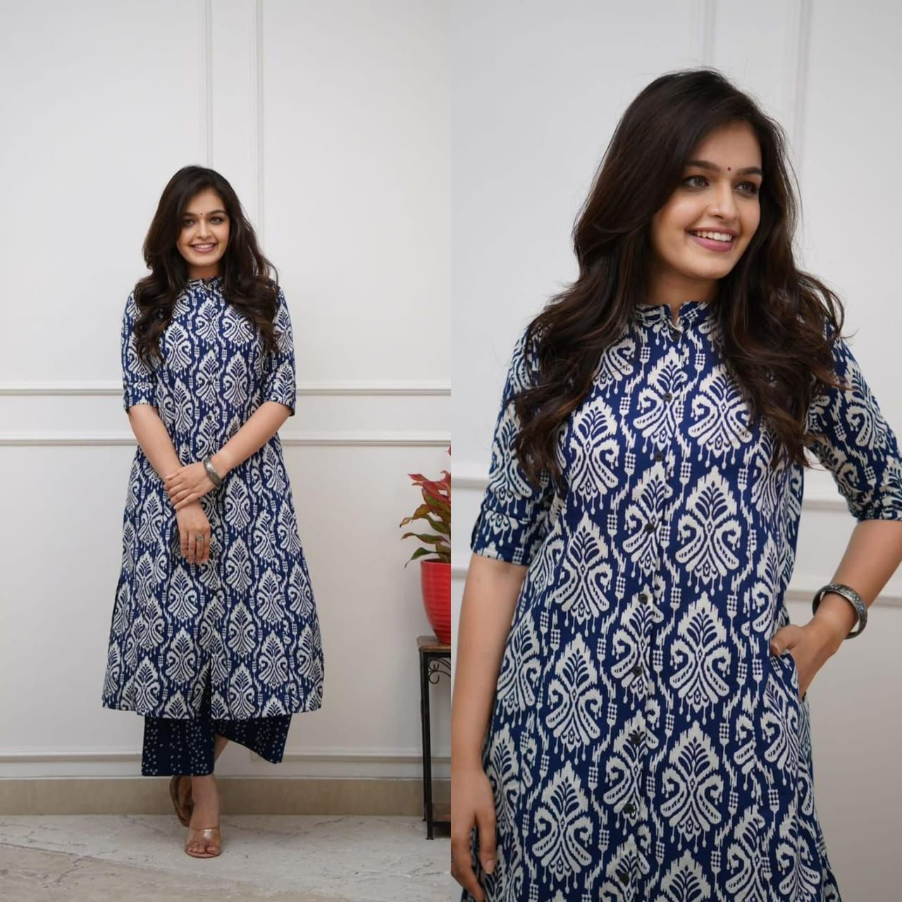 Featuring beautiful heavy printed plazo set with beautiful print with kurta wooden button with plazo side pocket - Image 2
