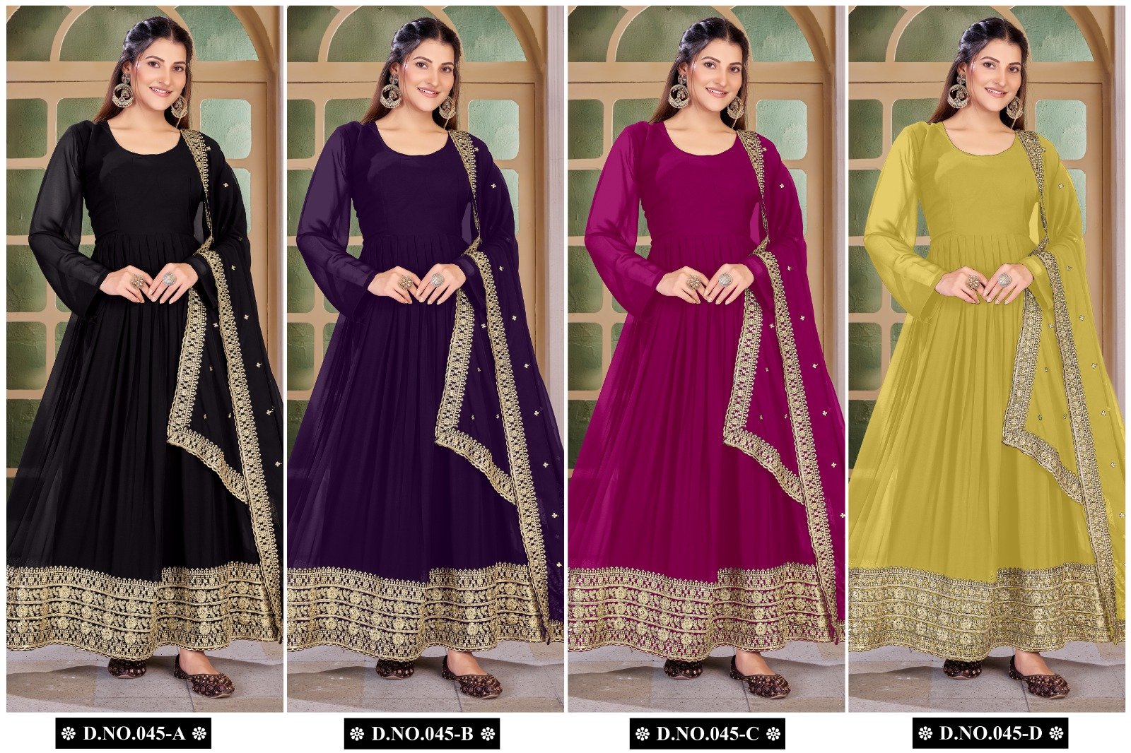 Real Modeling Short Georgette Anarkali Gown Which Is Beautiful Round Nack With decorated With Embroidery is absolutely perfect for your upcoming occasions, it is very easy breezy and comfortable. - Image 9