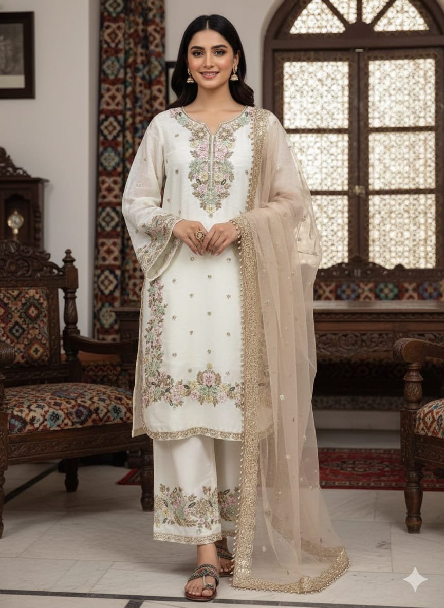 Pur Jimmy With Heavy Embroidery 5 mm Sequence Work With