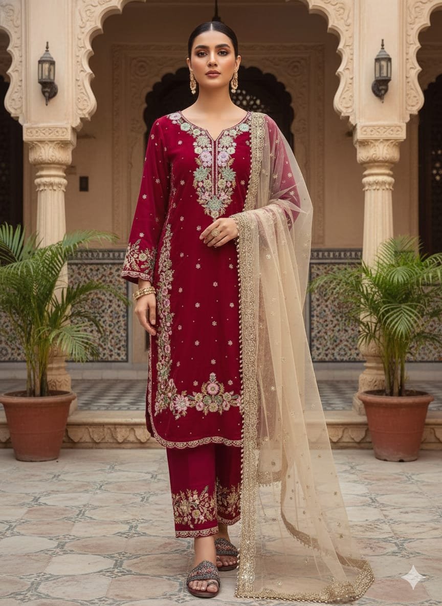 Pur Jimmy With Heavy Embroidery 5 mm Sequence Work With - Image 9