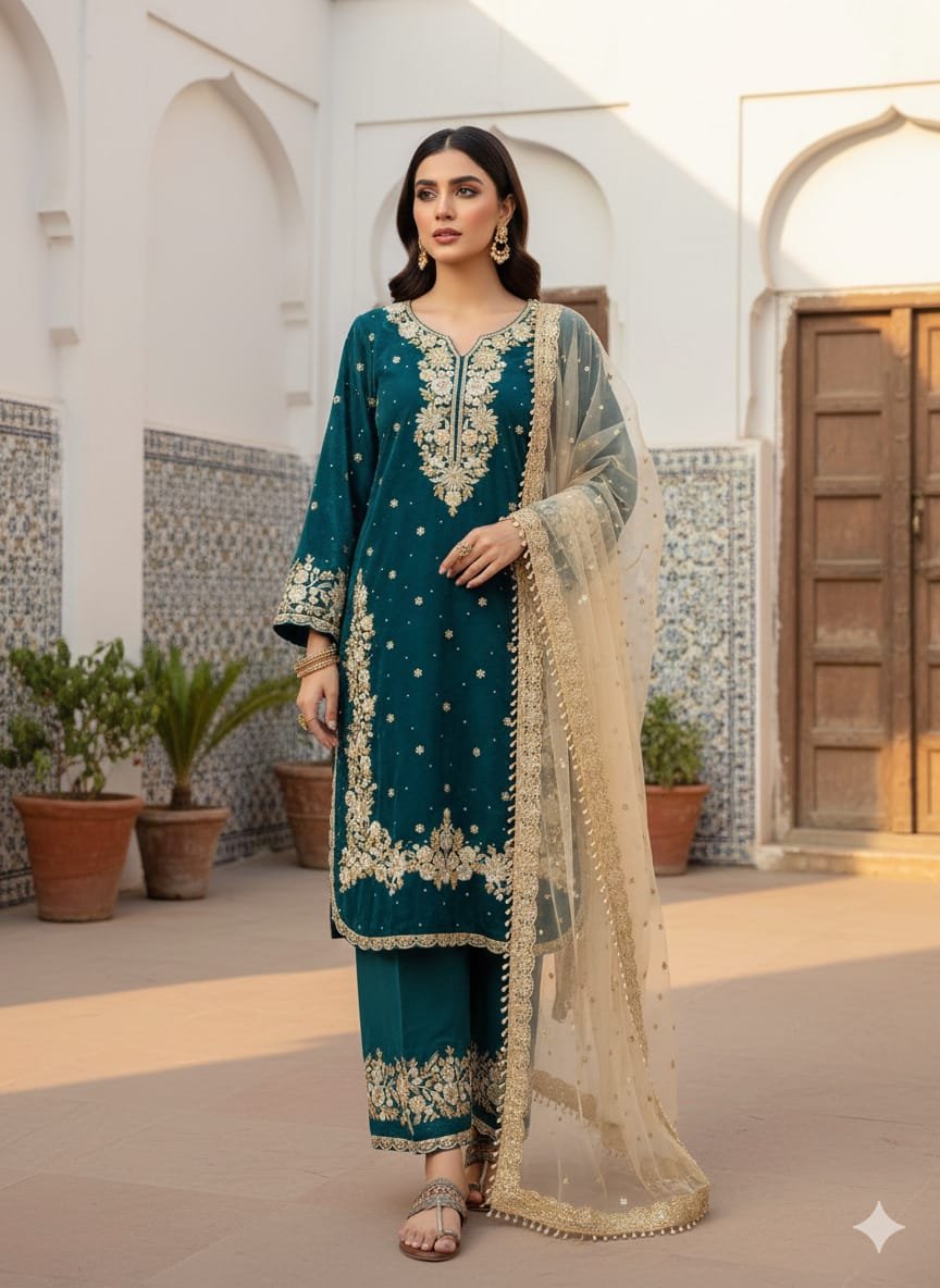Pur Jimmy With Heavy Embroidery 5 mm Sequence Work With - Image 13