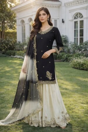 PRESENTING 3 PIECE STYLISH TOP, PLAZAA AND DUPATTA WITH BEAUTIFUL EMBROIDERY SEQUENCE WORK