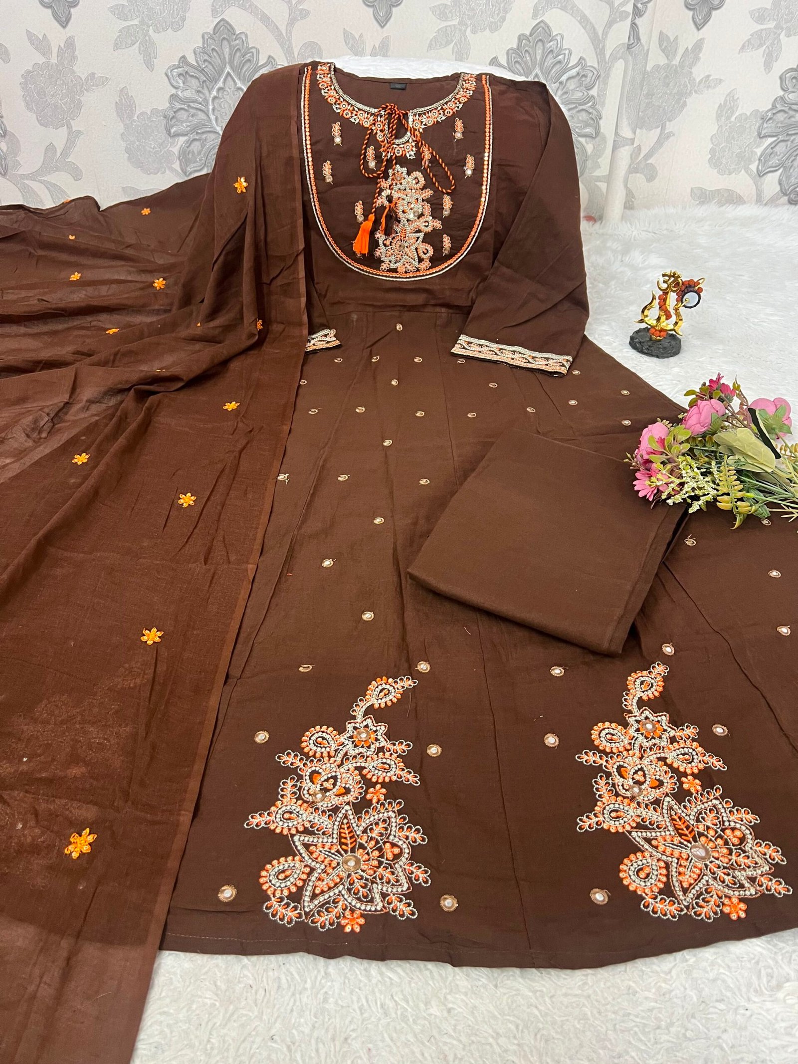 New Arrival: Deep Teal Cotton Anarkali Set - Image 5